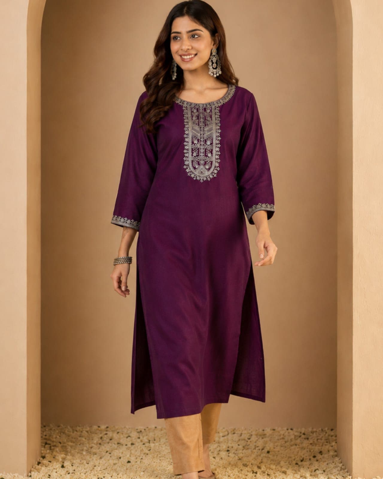 Single Long Kurti (Wine)(S)