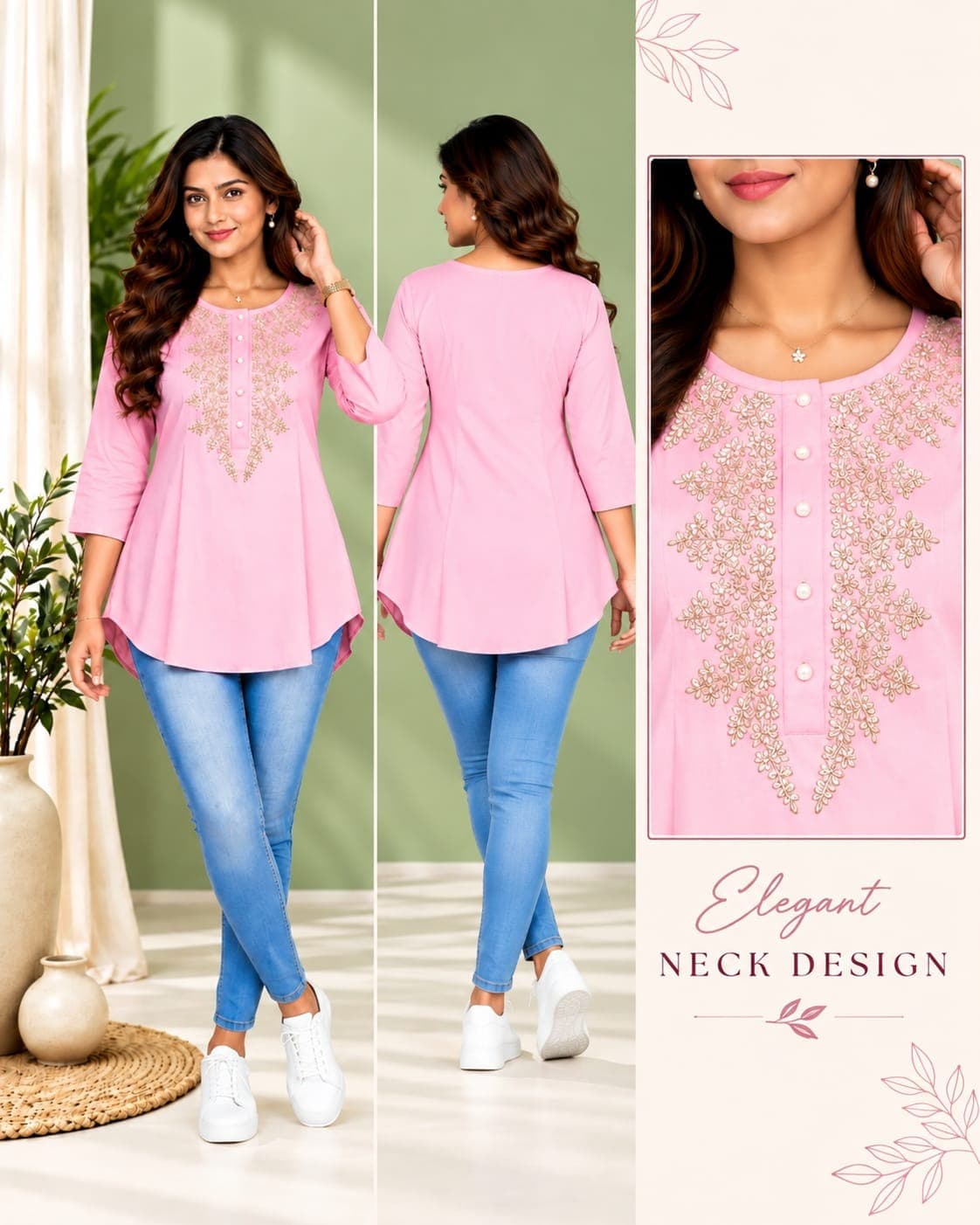 Closed Short Kurti-(L/XL)(Baby Pink)