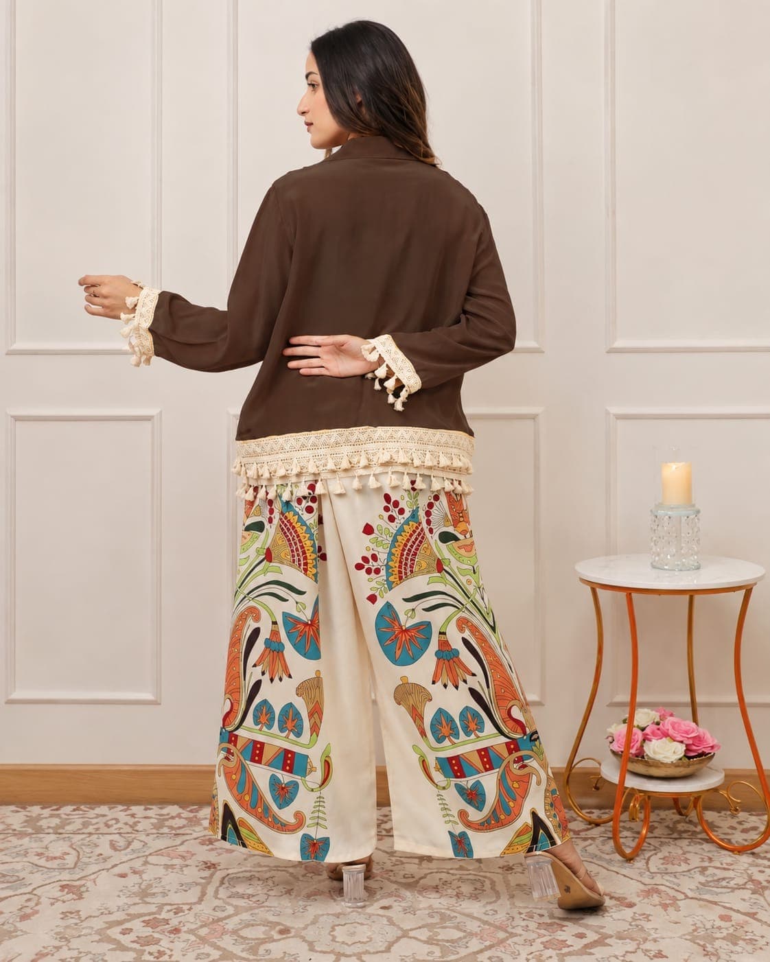 Co-ord Set Kurti Knee Length (Brown)(M) - Image 2