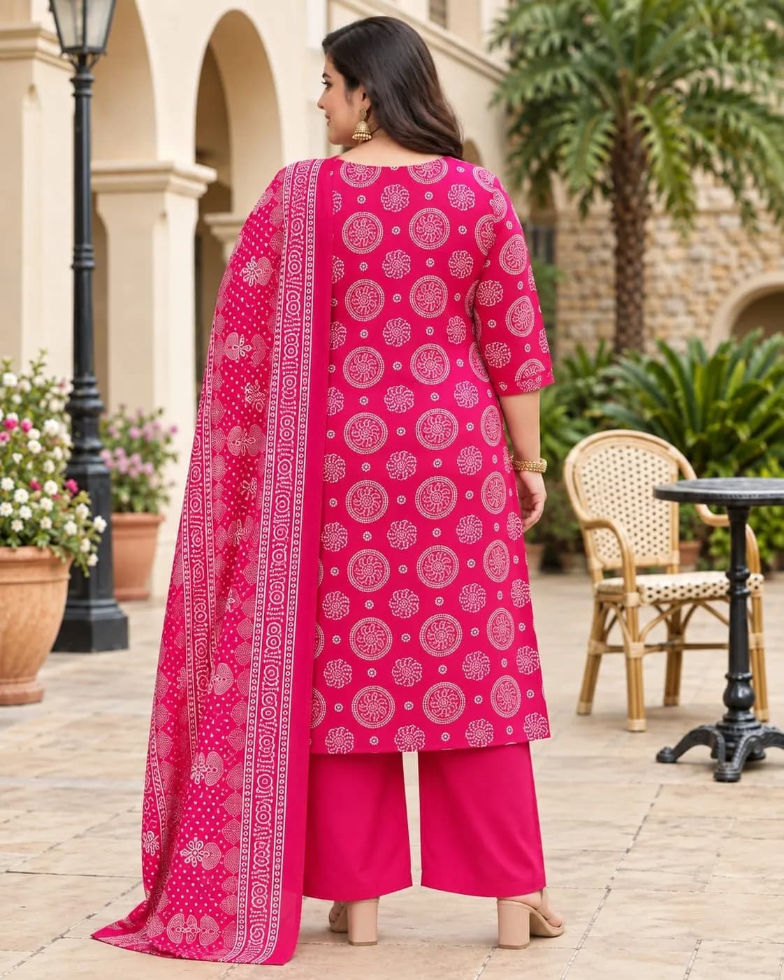 Beautiful Plus Size Kurti-Rani Pink(3XL) - Image 3