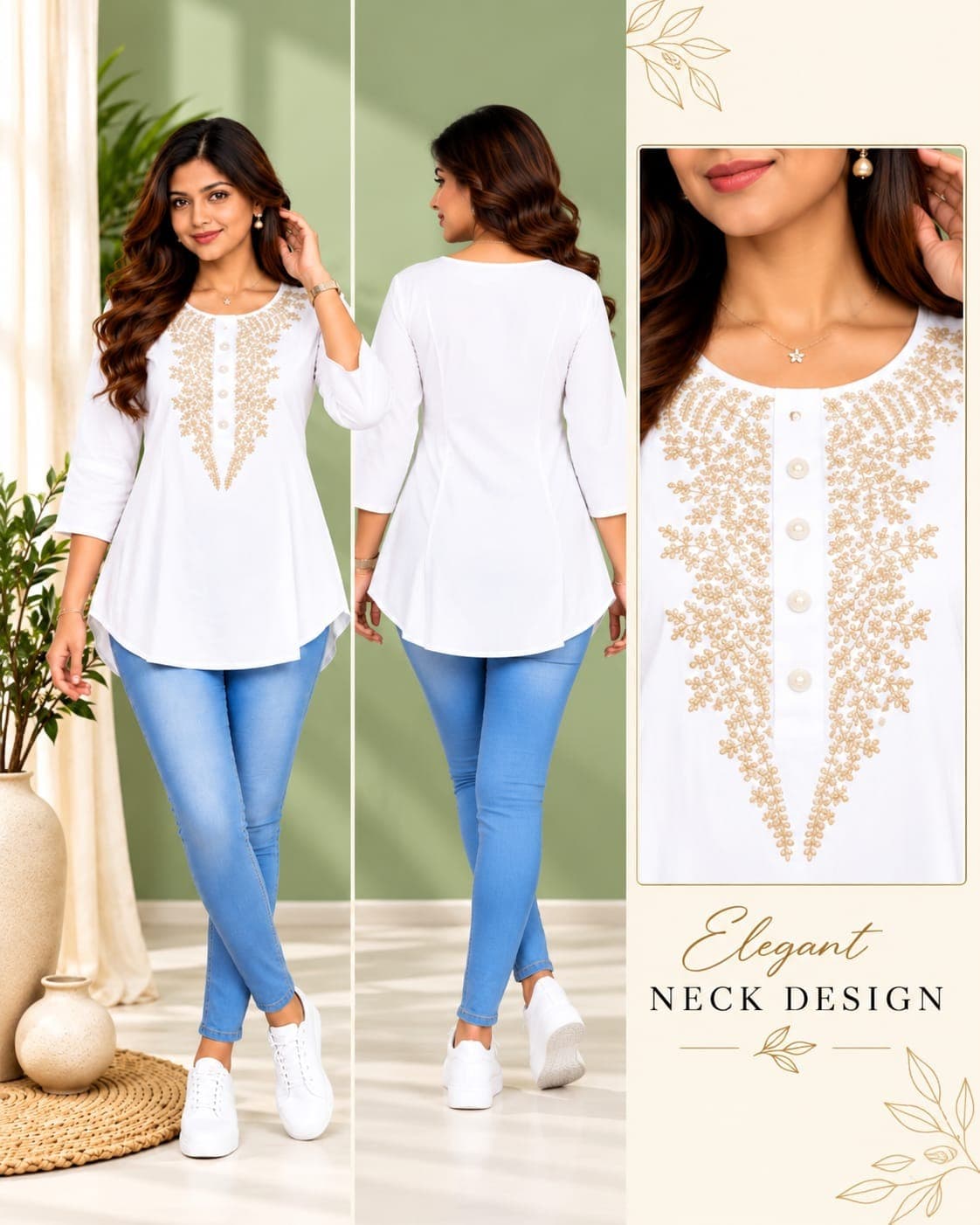 Closed Short Kurti-(L/XL)(White) - Image 1