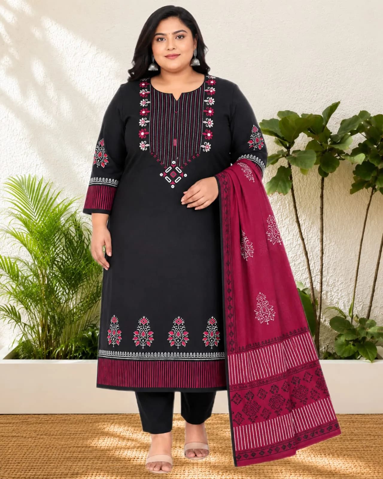 Plus Size Set Kurti (Black)(3xl)