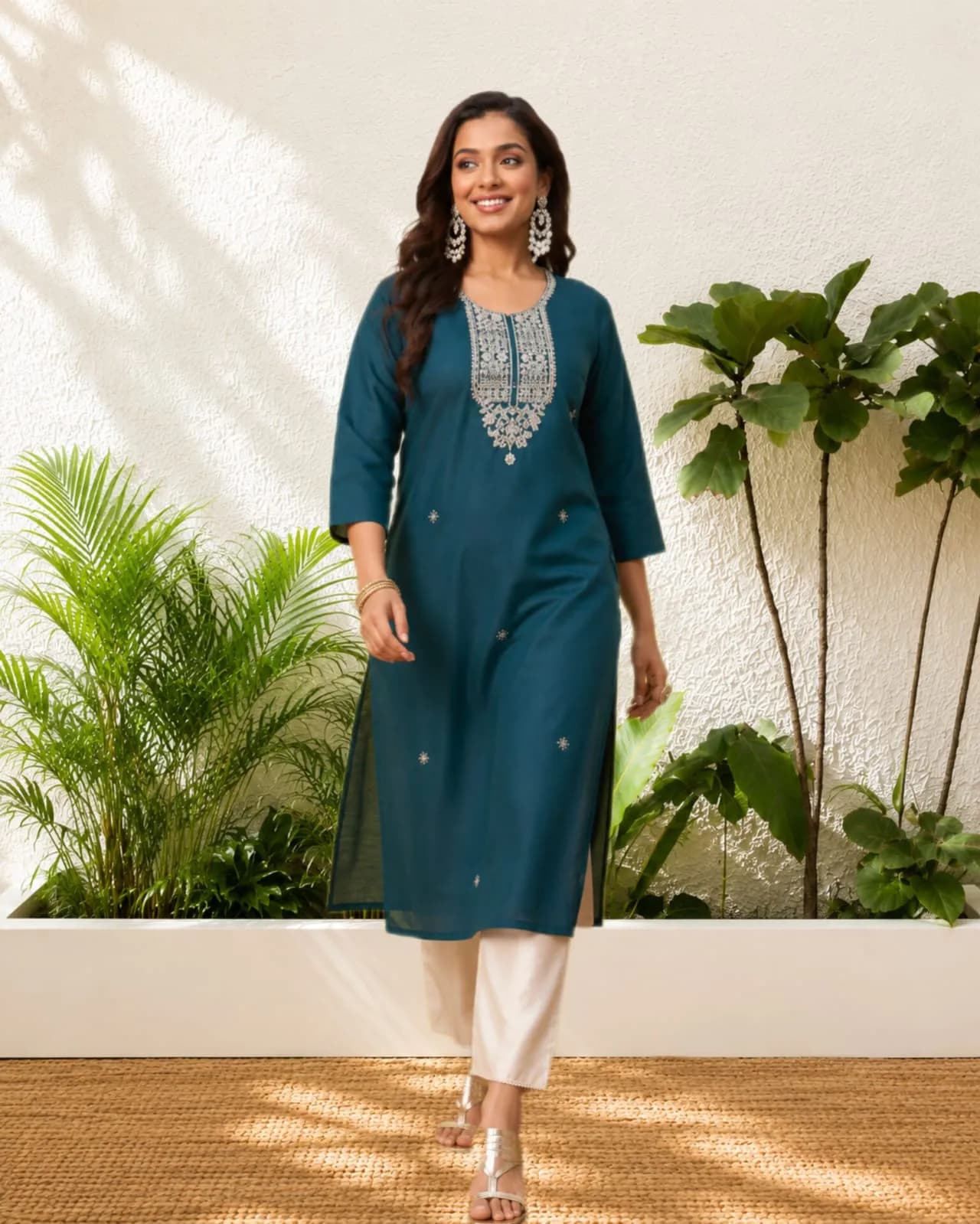Single Long Kurti (Teel Green)(S)