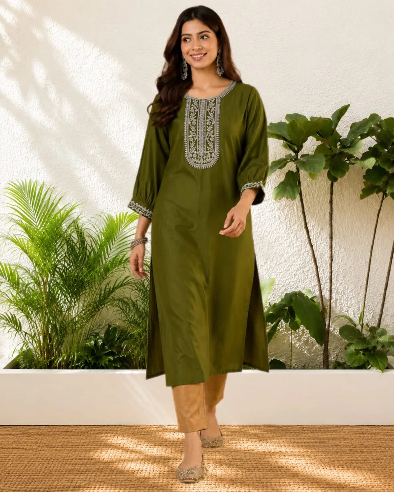 Single Long Kurti (Olive Green)(S)