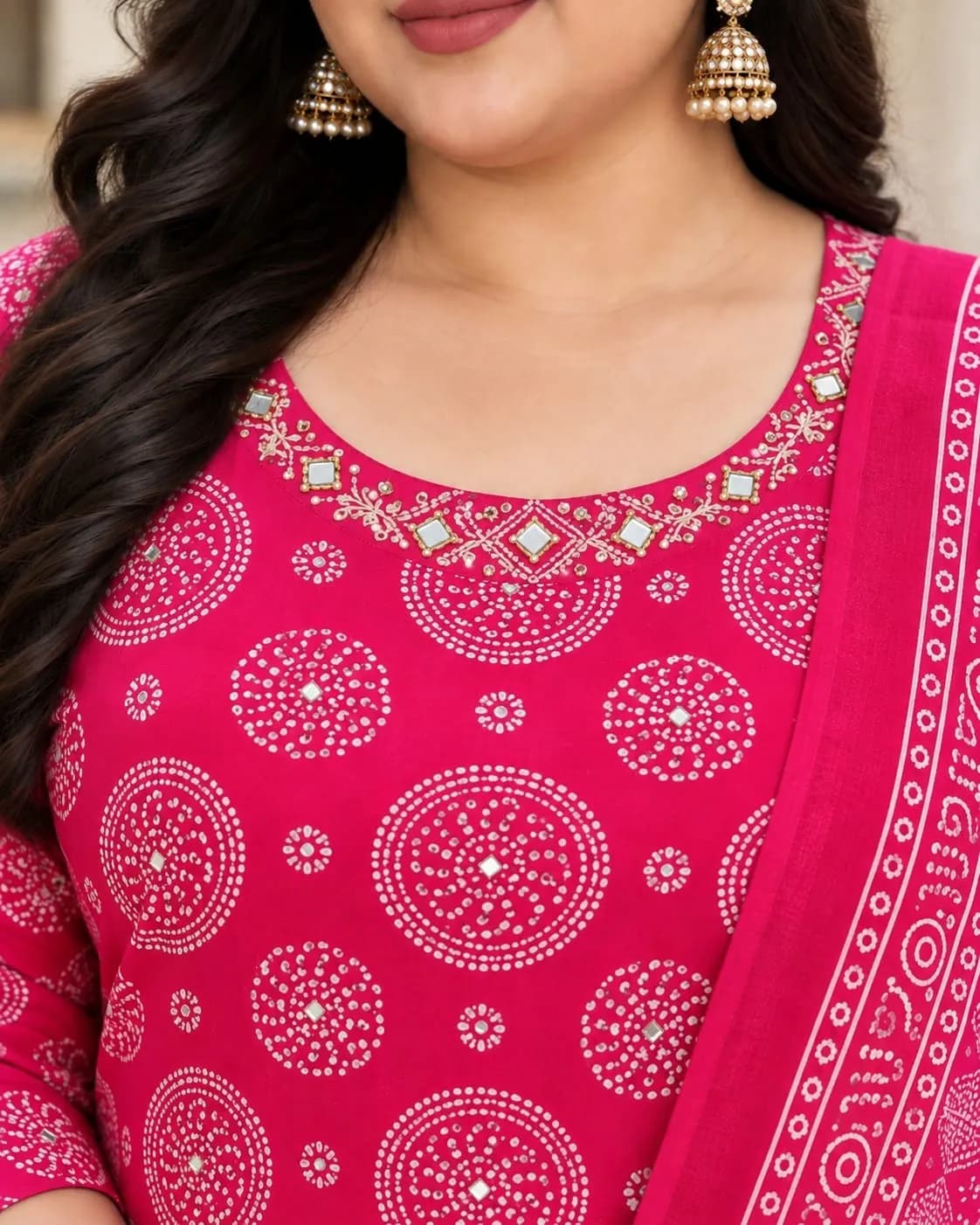 Beautiful Plus Size Kurti-Rani Pink(3XL) - Image 2